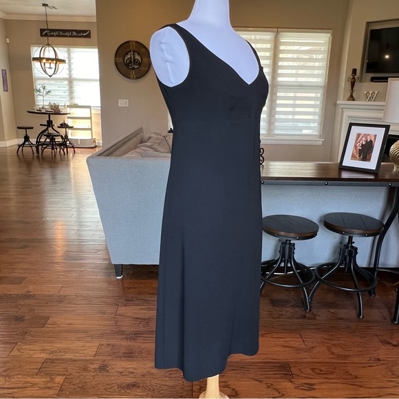 Y2K J.Crew Black Midi Dress V-Front & Back size 6 8 M Fit & Flare - Picture 7 of 15
